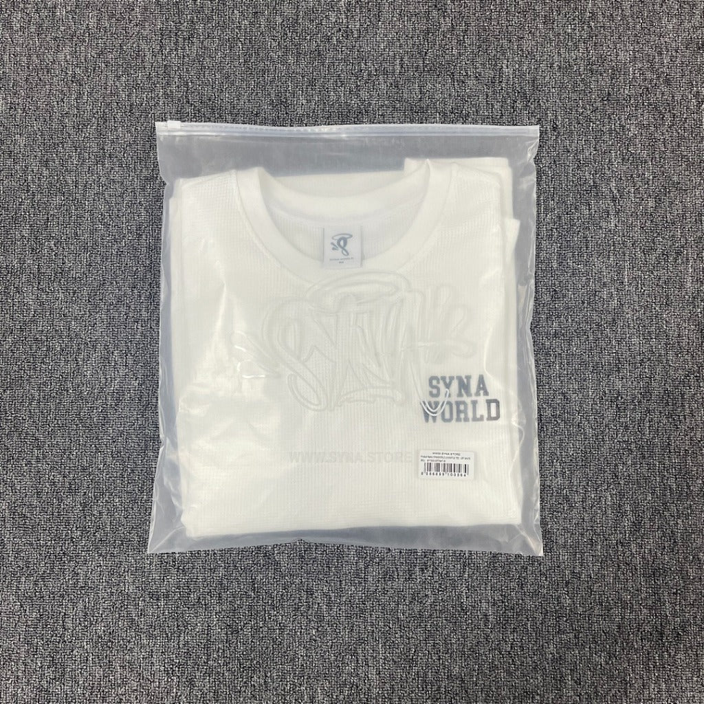 SYNAWORLD LS WAFFLE TEE - OFF WHITE