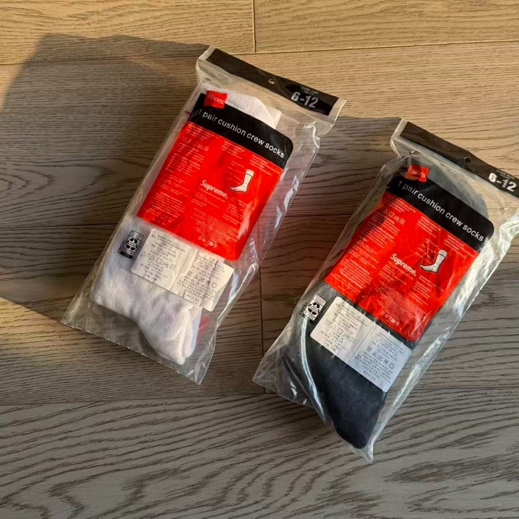 SUP MM6 Maison Margiela Hanes Crew Socks (1 Pack) - Black/White