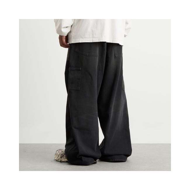 Black Grunge Ripped Off Baggy Pants - BLC