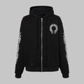 Chrome Hearts Horseshoe Floral Cross Sleeve Zip Up Hoodie