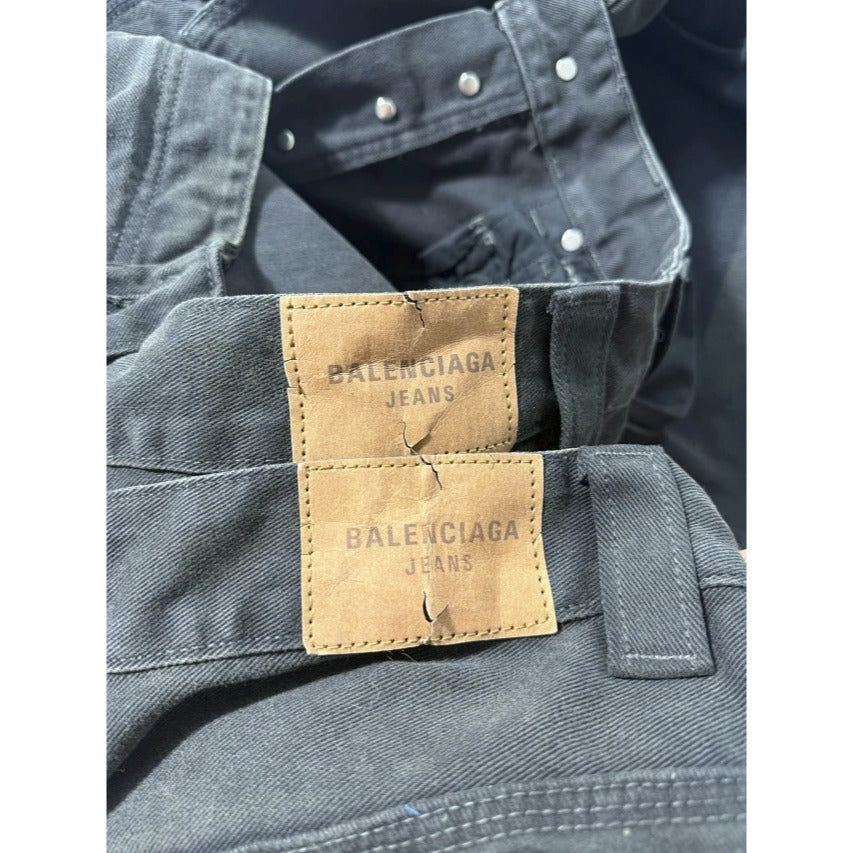 BLACK RIPPED OFF BAGGY DENIM PANTS FW25 - Balenciaga