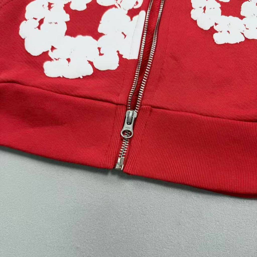 Cotton-Wreath Zipper Hoodie - DNM.TRS [Red/Grey/Blue/Green]