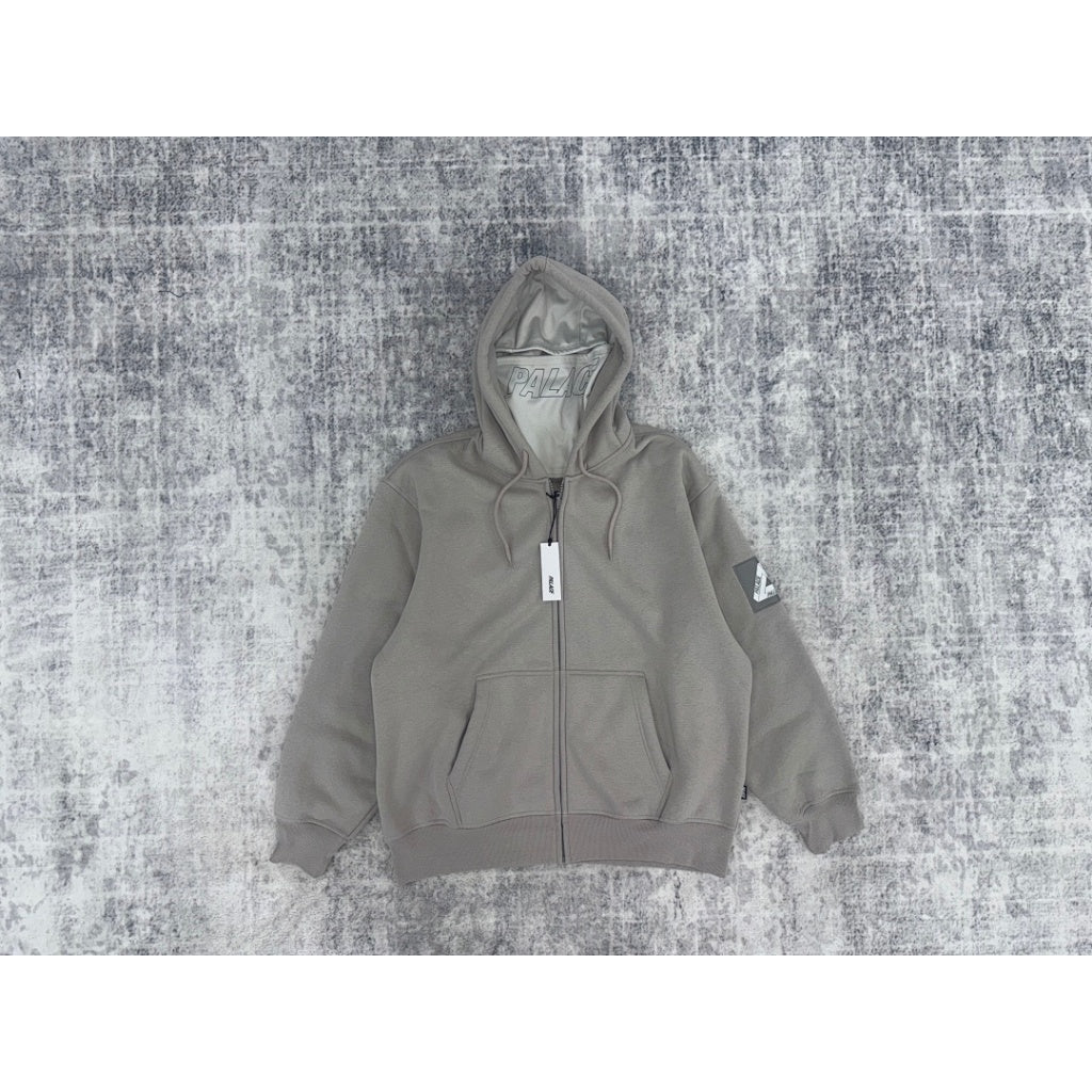 Palace Facemask Shearling Thermal Zip Up Hoodie 'Grey'