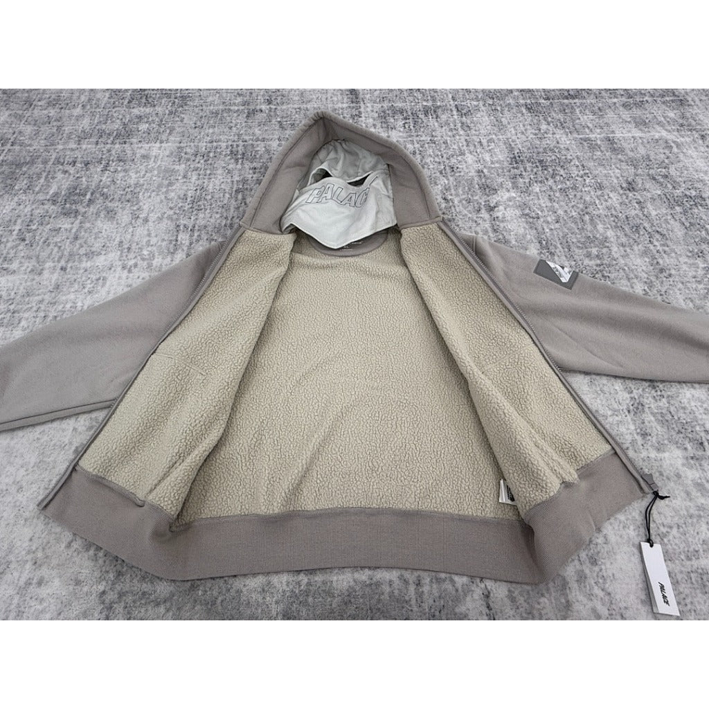 Palace Facemask Shearling Thermal Zip Up Hoodie 'Grey'