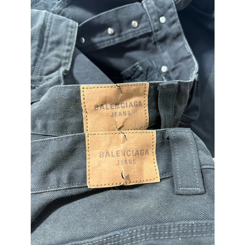 Black Grunge Ripped Off Baggy Pants - BLC