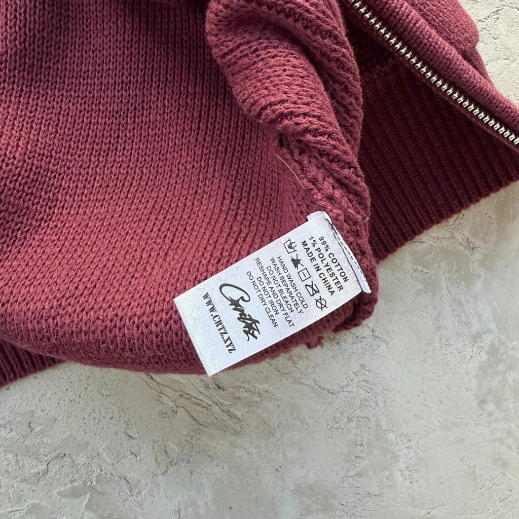 3M College Knit Zip Hoodie - green / wine red - Corteiz