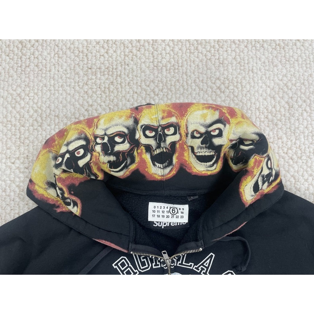 Supreme x MM6 Maison Margiela Skulls Zip Up Hoodie Sweatshirt - Black