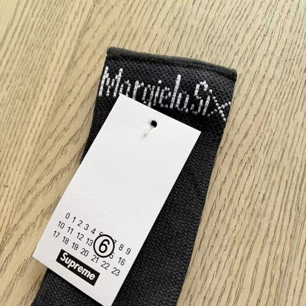 SUP MM6 Maison Margiela Hanes Crew Socks (1 Pack) - Black/White
