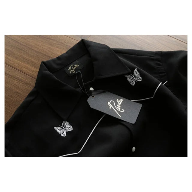 Needles Logo-Embroidered Piped Twill Overshirt/ Cowboy Jacket