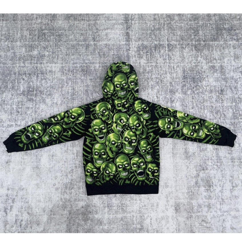 Skull Pile Hooded Sweatshirt Green [Glow In The Dark] - Liquid Blue - Supreme - BNIP 100%