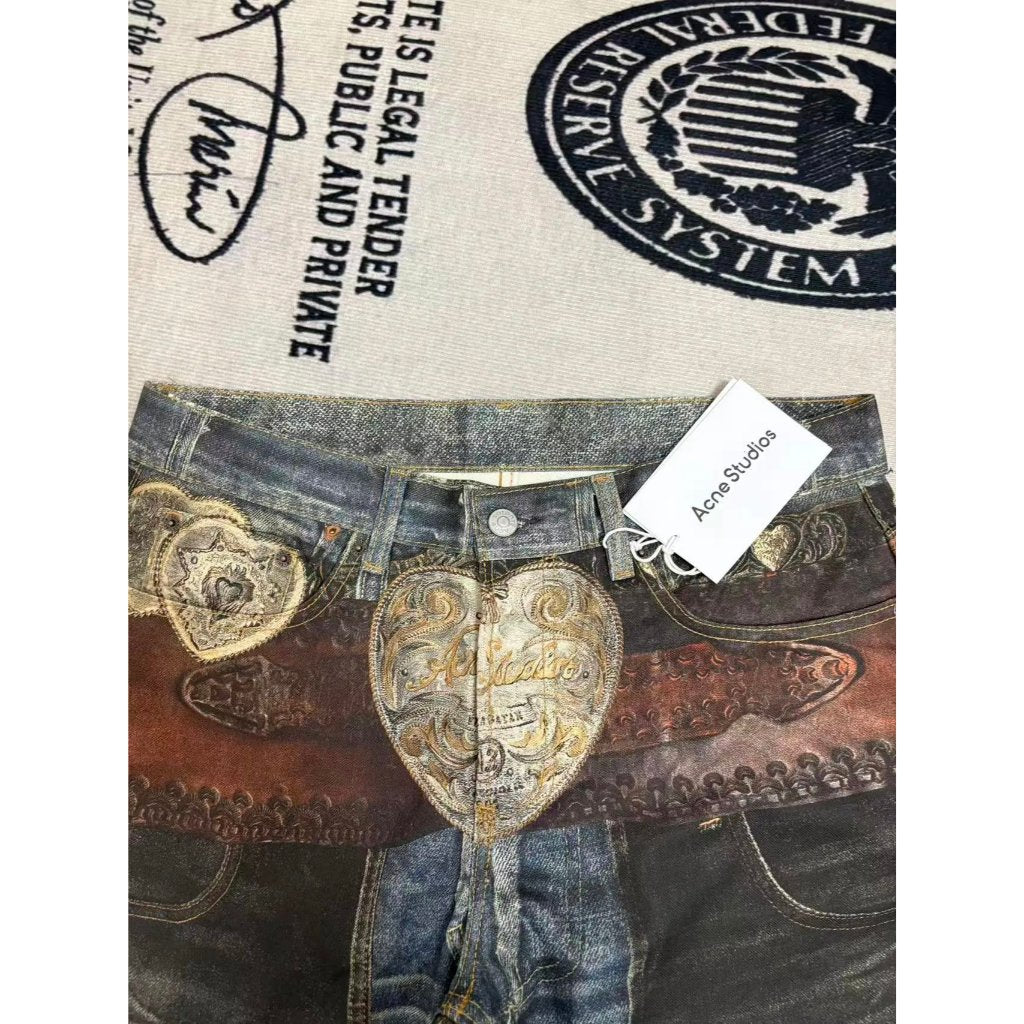 Acne Studios 2010M Heart Buckle Belt Jeans [3D Trompe L'oeil]