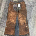 ACN STD Brown Leather chaps Pentyone Blue Denim Pant [3D Trompe L'oeil]