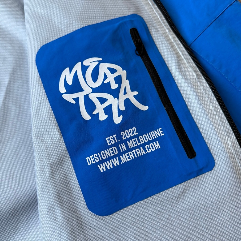 mertra - Monogram Shell Jacket (Blue) - Water sensitive monogram pattern effect