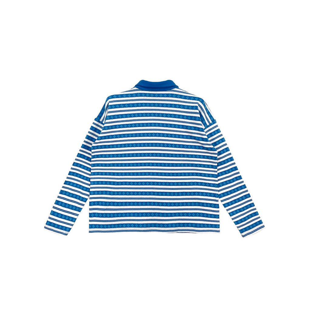Chomper Stripe LS Polo Shirt - Chrome Hearts Matty Boy - Black / Blue