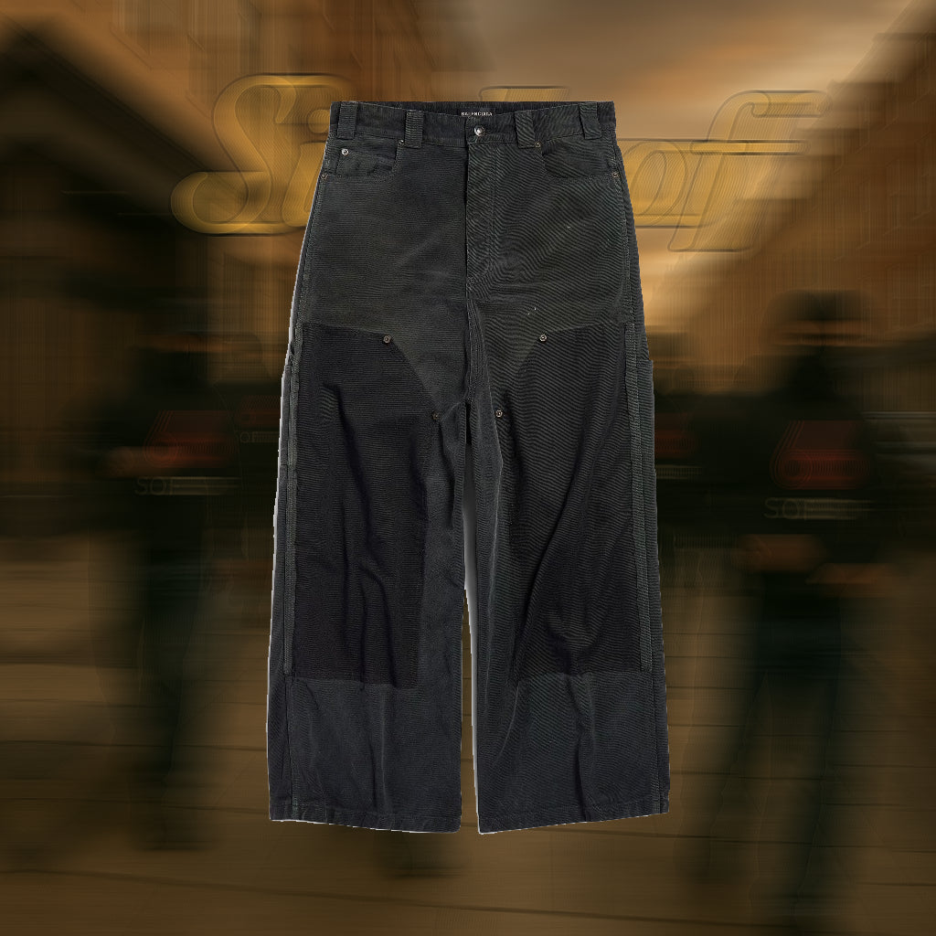 BLACK RIPPED OFF BAGGY DENIM PANTS FW25 - Balenciaga