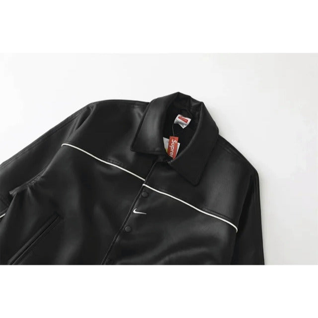 Supreme x Nike Leather Varsity Jacket Black