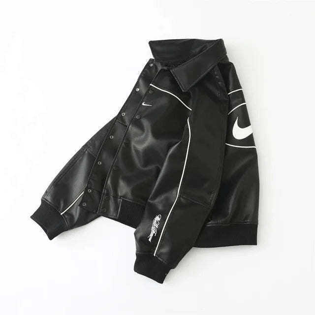 Supreme x Nike Leather Varsity Jacket Black