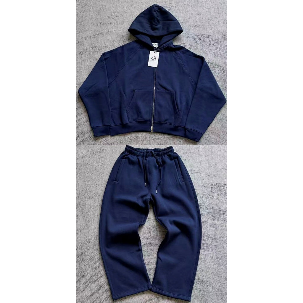 Garms Affiliated  - SIGNATURE ZIP-UP HOODIE / SWEATPANTS / TRACKSUIT - NAVY