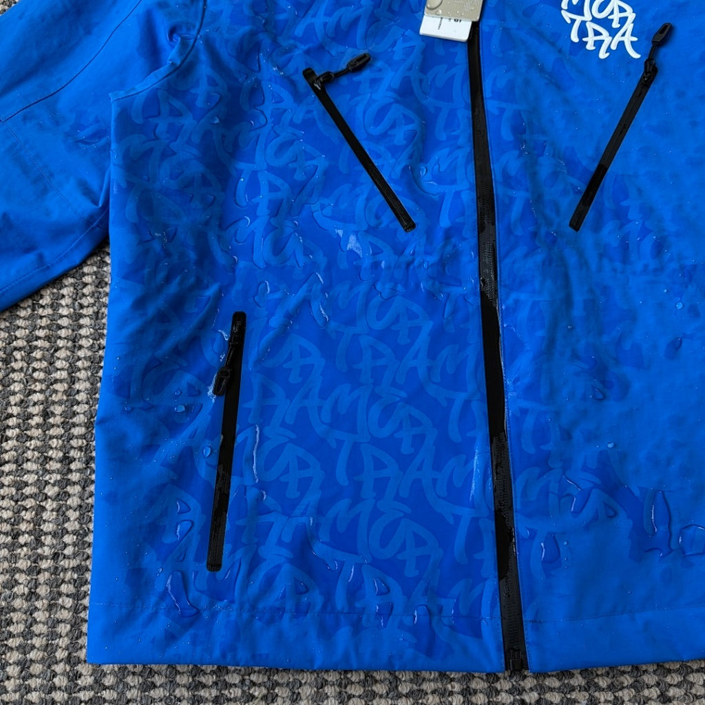 mertra - Monogram Shell Jacket (Blue) - Water sensitive monogram pattern effect