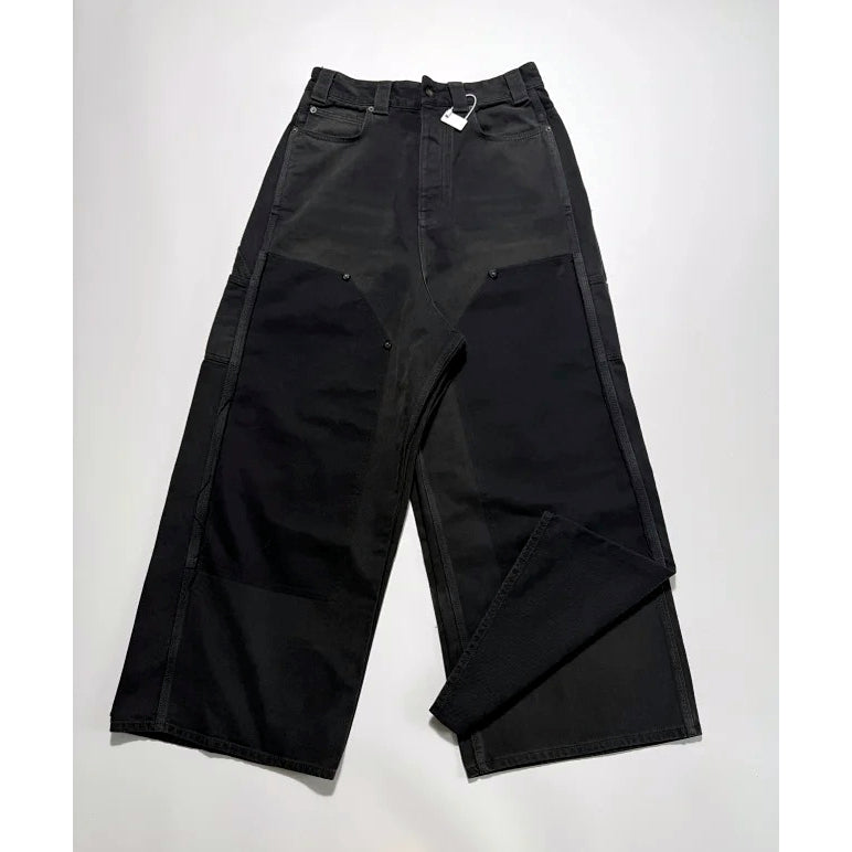 BLACK RIPPED OFF BAGGY DENIM PANTS FW25 - Balenciaga