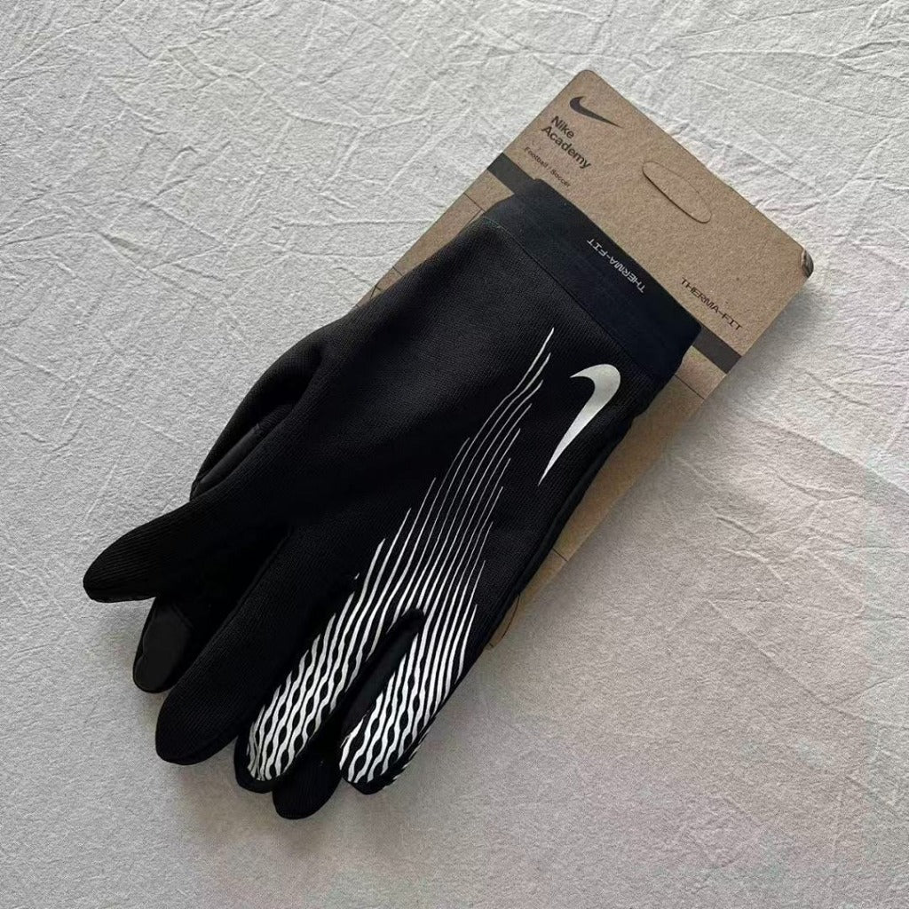 ThermaFit Football Gloves - NK - White/Black Stripes
