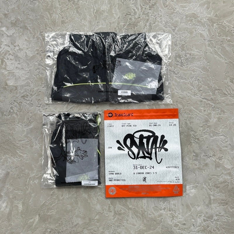 Syna World ‘Syna Logo Shell Tracksuit' - Black/Grey/Yellow