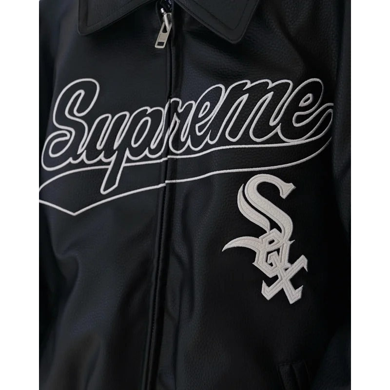 Supreme x chicago White Sox Leather Varsity Jacket