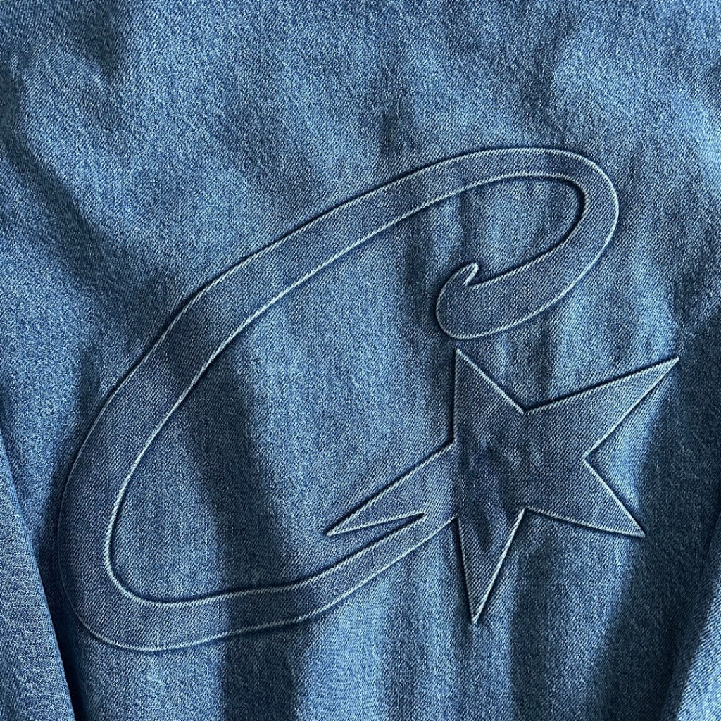 Embossed C-Star Denim Work Jacket - CRTZ.XYZ (BLACK/GREY & BLUE)