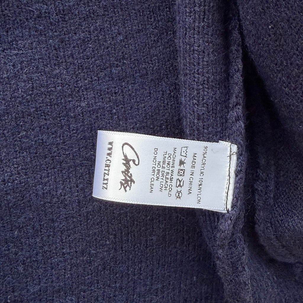 Multi Stripe Knit Zip Up Top Navy - FW25 - Corteiz