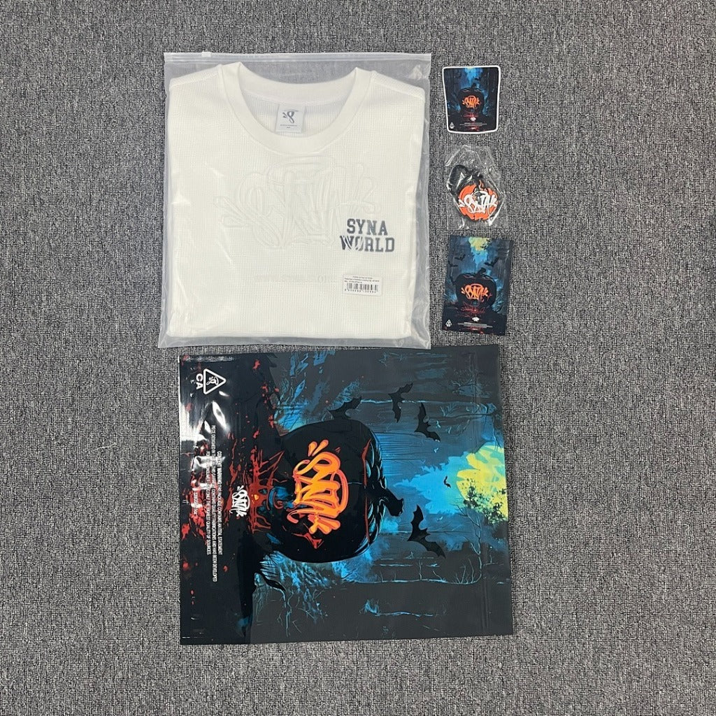 SYNAWORLD LS WAFFLE TEE - OFF WHITE