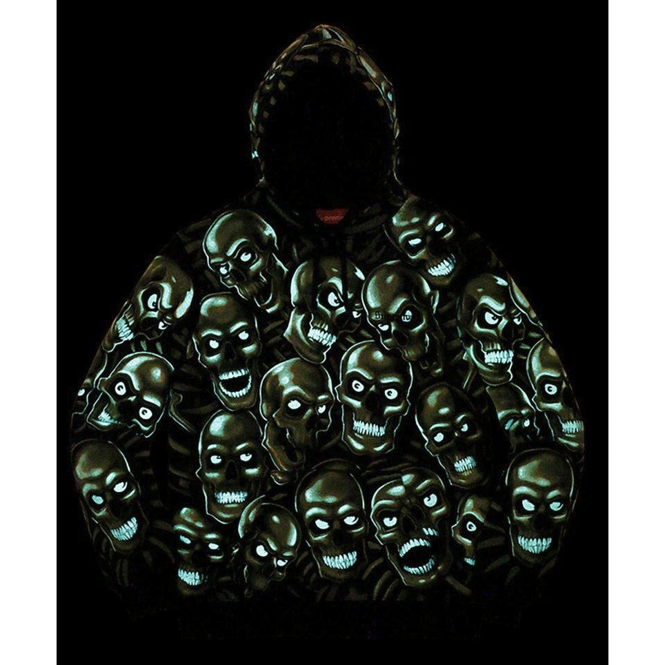 Skull Pile Hooded Sweatshirt Green [Glow In The Dark] - Liquid Blue - Supreme - BNIP 100%