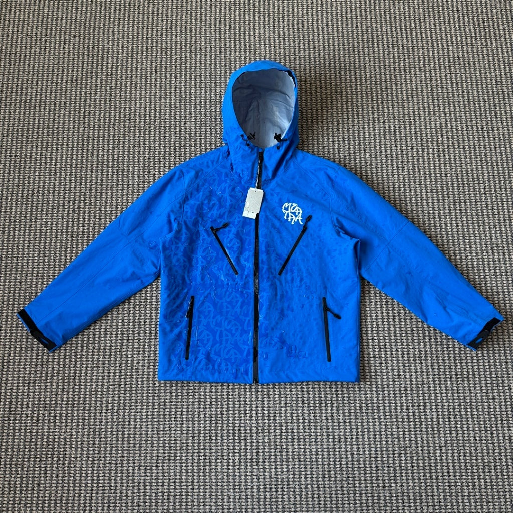 mertra - Monogram Shell Jacket (Blue) - Water sensitive monogram pattern effect