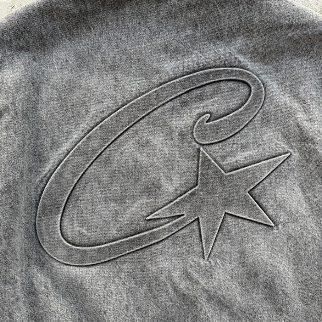 Embossed C-Star Denim Work Jacket - CRTZ.XYZ (BLACK/GREY & BLUE)
