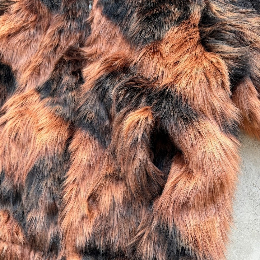 Diamond Hooded Fur Jacket - Brown - Corteiz