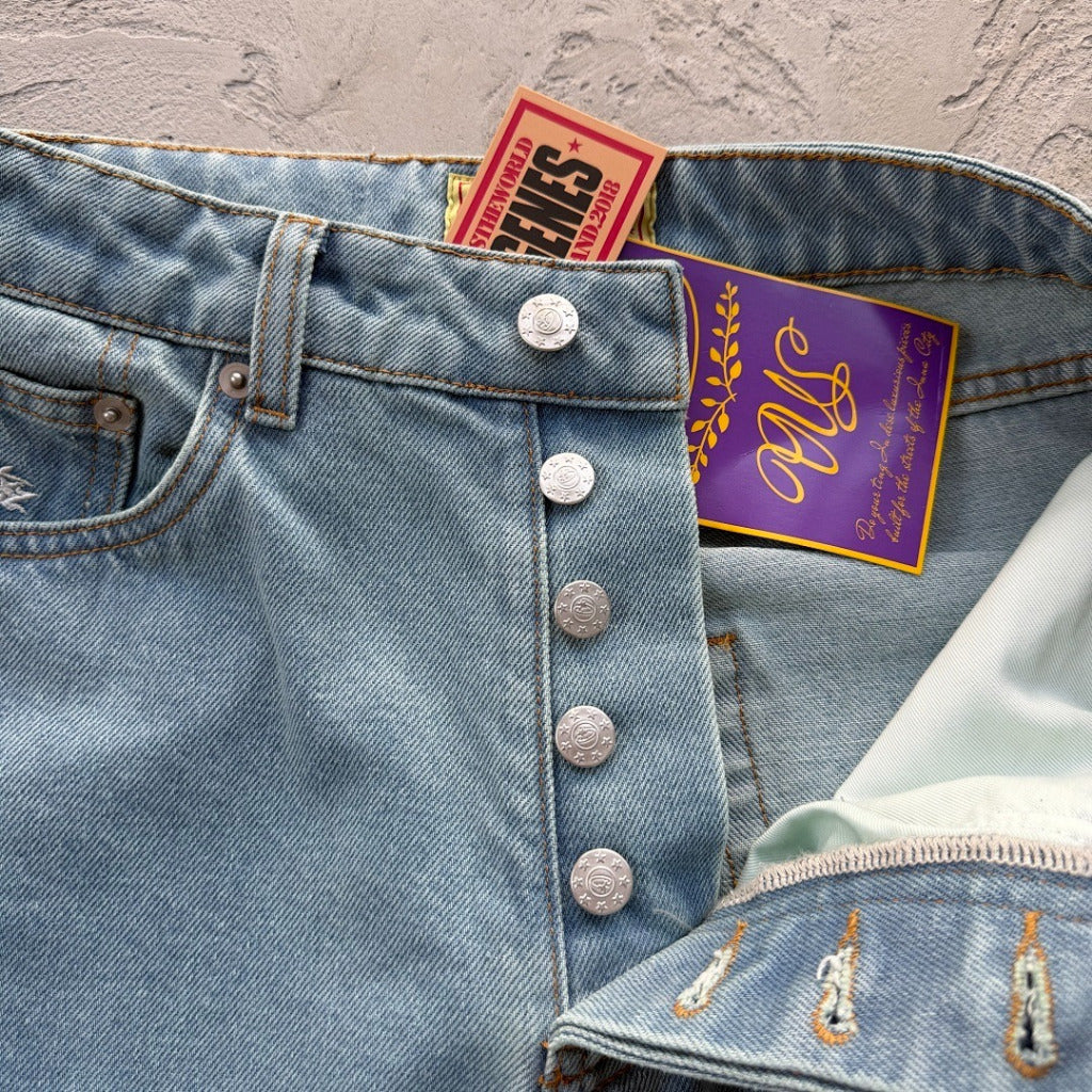 Dual Stripe Baggy Jeans - Stone Wash - Corteiz