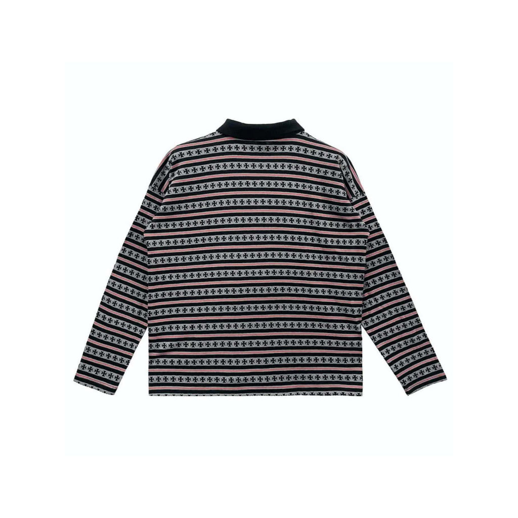 Chomper Stripe LS Polo Shirt - Chrome Hearts Matty Boy - Black / Blue