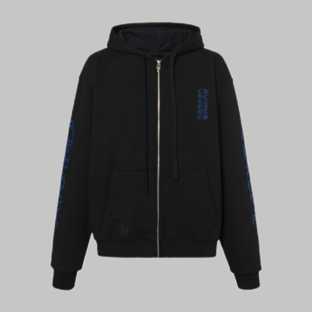 Chrome Hearts Zip Up Thermal Hoodie Black/Blue