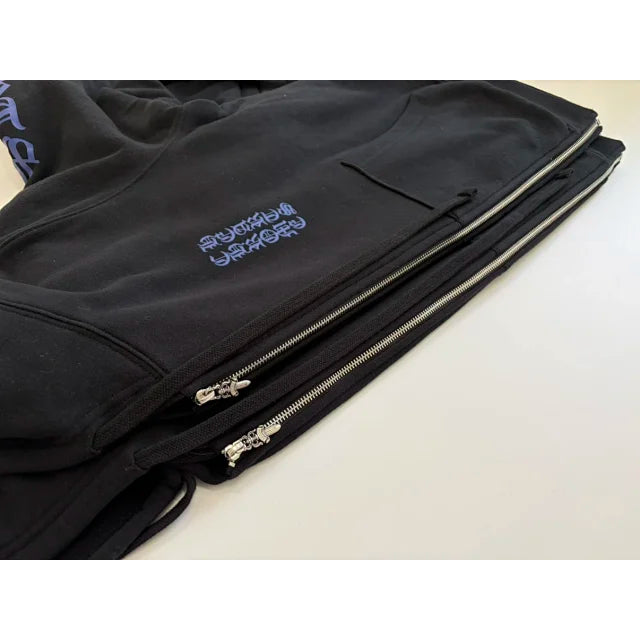 Chrome Hearts Zip Up Thermal Hoodie Black/Blue