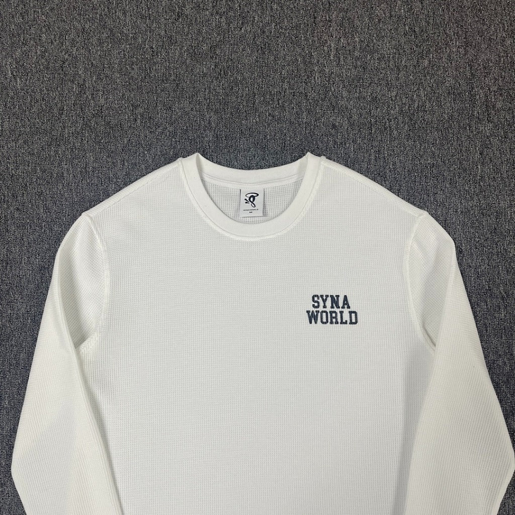 SYNAWORLD LS WAFFLE TEE - OFF WHITE