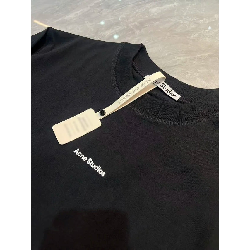Small Chest Logo Long Sleeve T-Shirt - [Black/White] - Acne Studios