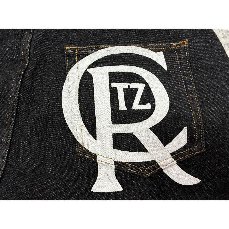 Crest chainstitch Denim Shorts Washed Black - CRTZ.XYZ