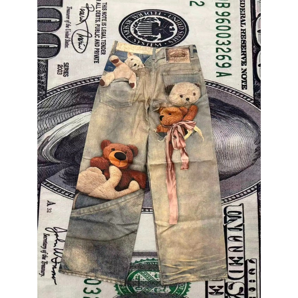 ACN STD 'Teddy Bear' 1981 Denim Pants [26SS - 3D Trompe L'oeil]