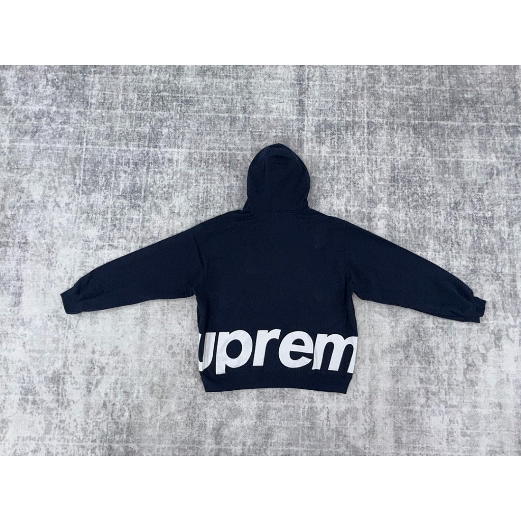 Supreme Big Logo Zip Up Hoodie Sweatshirt 'Navy'