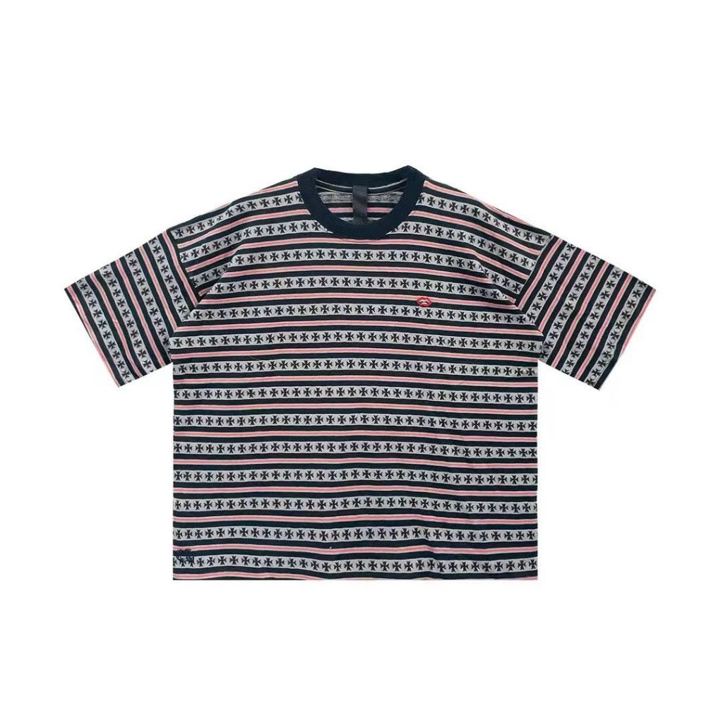 Chomper Stripe Tee Shirt - Chrome Hearts Matty Boy - Black / Blue
