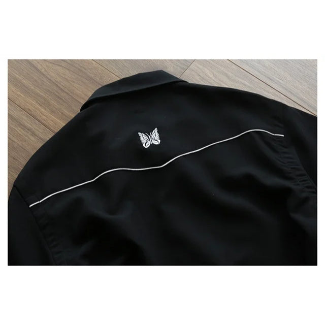 Needles Logo-Embroidered Piped Twill Overshirt/ Cowboy Jacket