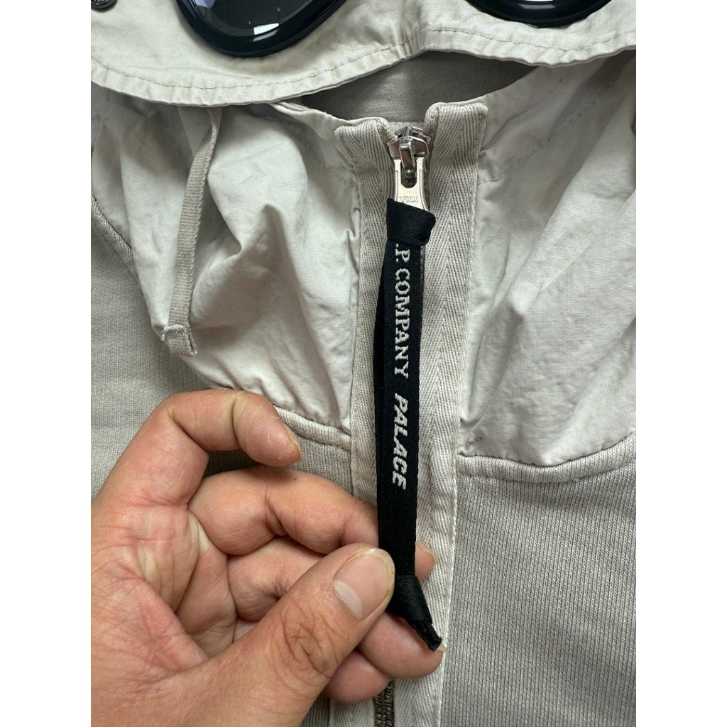 CP.C x PLC Grey Spellout Goggle Hoodie