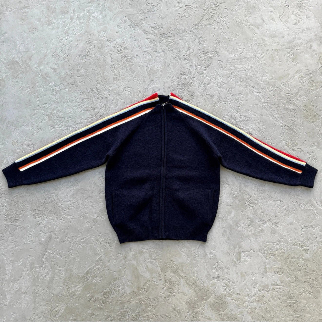 Multi Stripe Knit Zip Up Top Navy - FW25 - Corteiz