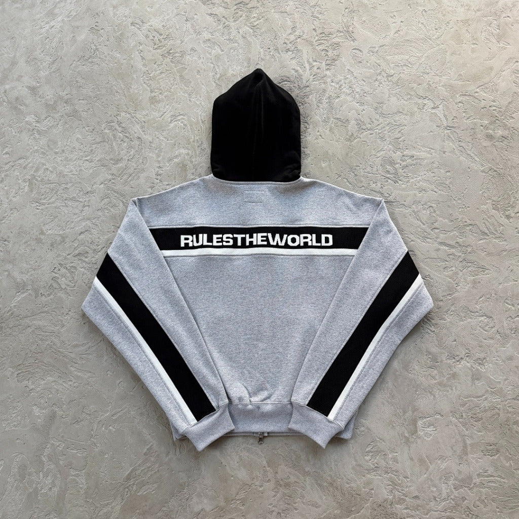 Ribbed Sporteiz Zip Hoodie Heather Grey - Corteiz