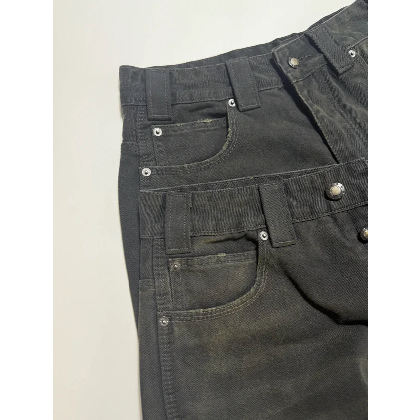 Black Grunge Ripped Off Baggy Pants - BLC