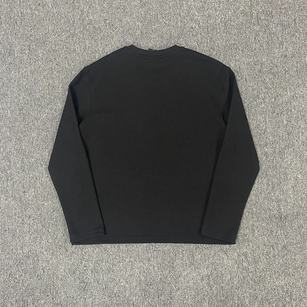 SYNAWORLD LS WAFFLE TEE - BLACK